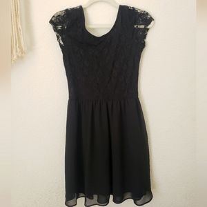 Little Black Dress Lace Top Scoop Neck Low Back